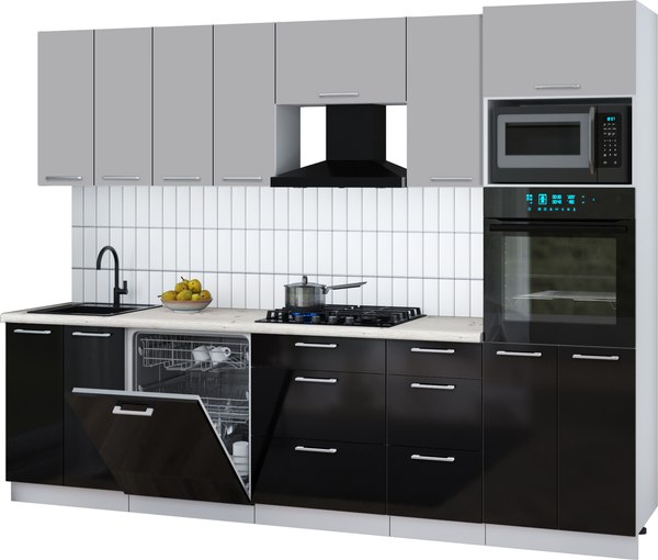Кухонный гарнитур Интерлиния Мила Gloss 2.8-ПМ1 - фото