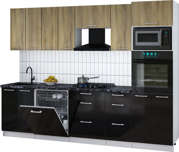 Кухонный гарнитур Интерлиния Мила Gloss 2.8-ПМ1 - фото