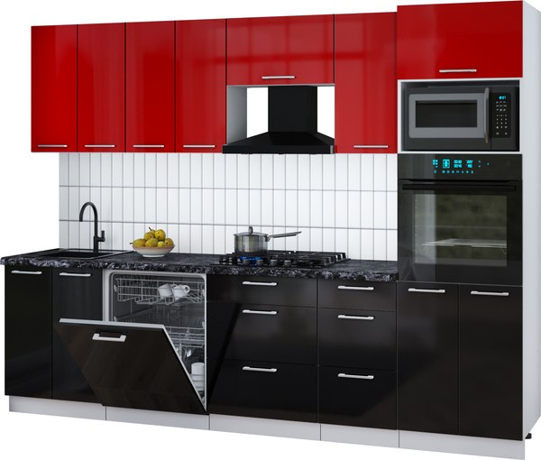 Кухонный гарнитур Интерлиния Мила Gloss 2.8-ПМ1 - фото