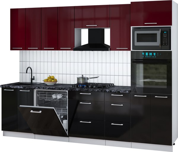 Кухонный гарнитур Интерлиния Мила Gloss 2.8-ПМ1 - фото
