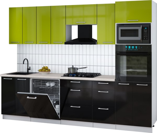 Кухонный гарнитур Интерлиния Мила Gloss 2.8-ПМ1 - фото
