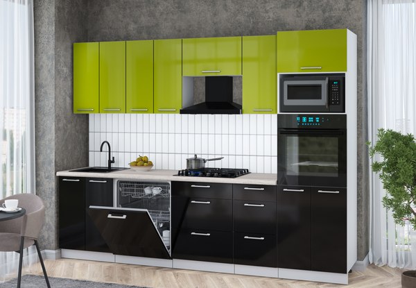 Кухонный гарнитур Интерлиния Мила Gloss 2.8-ПМ1