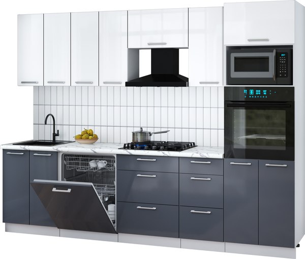 Кухонный гарнитур Интерлиния Мила Gloss 2.8-ПМ1 - фото