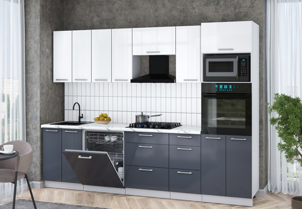 Кухонный гарнитур Интерлиния Мила Gloss 2.8-ПМ1