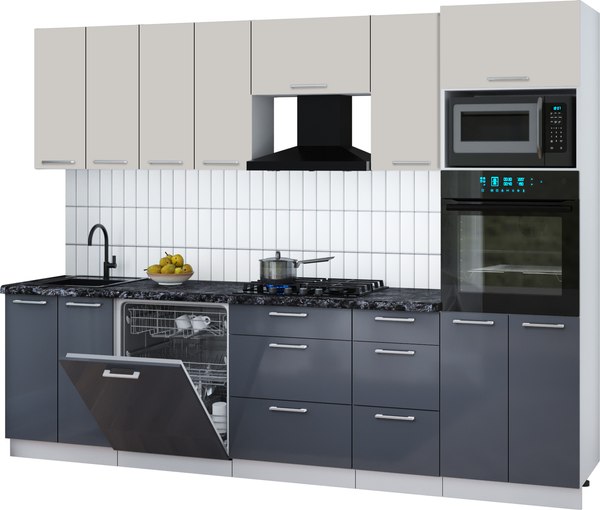 Кухонный гарнитур Интерлиния Мила Gloss 2.8-ПМ1 - фото