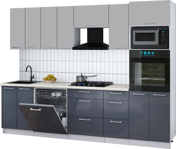 Кухонный гарнитур Интерлиния Мила Gloss 2.8-ПМ1 - фото