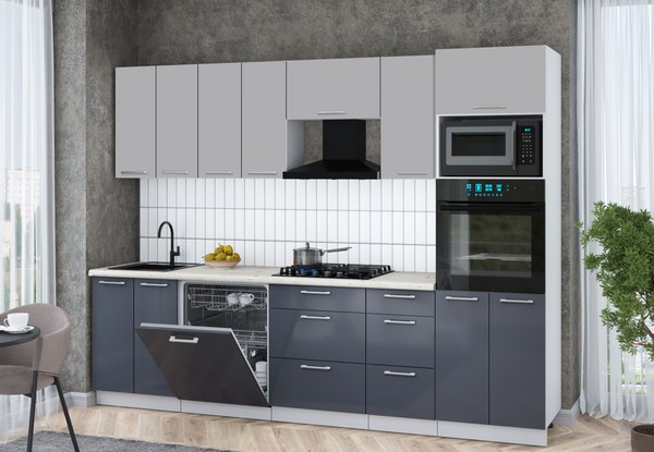 Кухонный гарнитур Интерлиния Мила Gloss 2.8-ПМ1