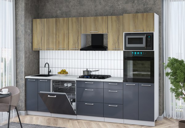 Кухонный гарнитур Интерлиния Мила Gloss 2.8-ПМ1