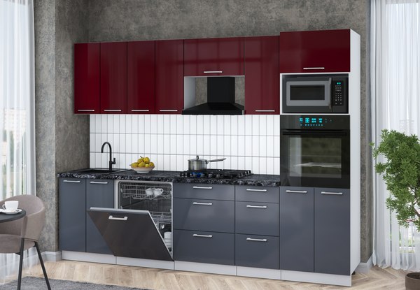 Кухонный гарнитур Интерлиния Мила Gloss 2.8-ПМ1