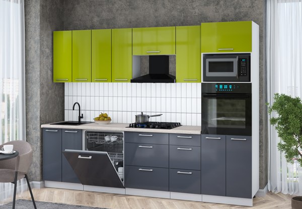 Кухонный гарнитур Интерлиния Мила Gloss 2.8-ПМ1