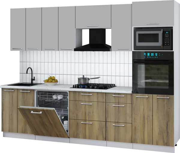 Кухонный гарнитур Интерлиния Мила Gloss 2.8-ПМ1 - фото