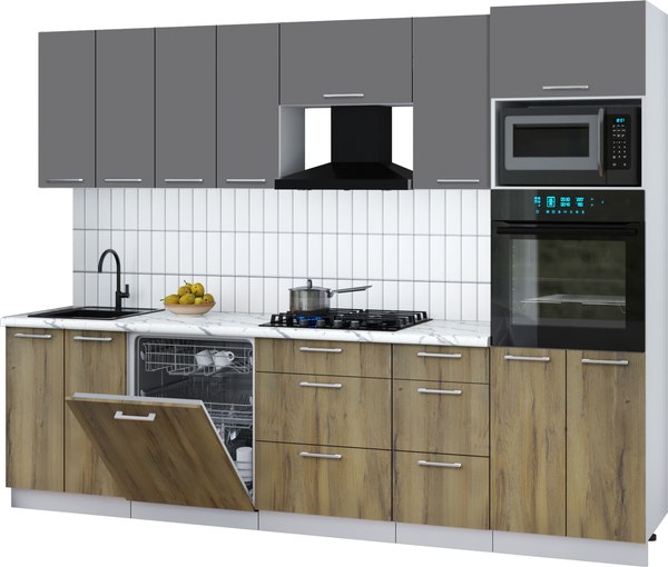 Кухонный гарнитур Интерлиния Мила Gloss 2.8-ПМ1 - фото