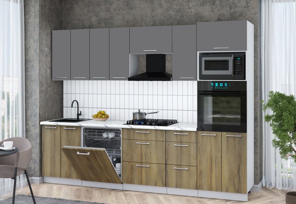 Кухонный гарнитур Интерлиния Мила Gloss 2.8-ПМ1