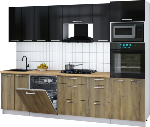 Кухонный гарнитур Интерлиния Мила Gloss 2.8-ПМ1 - фото