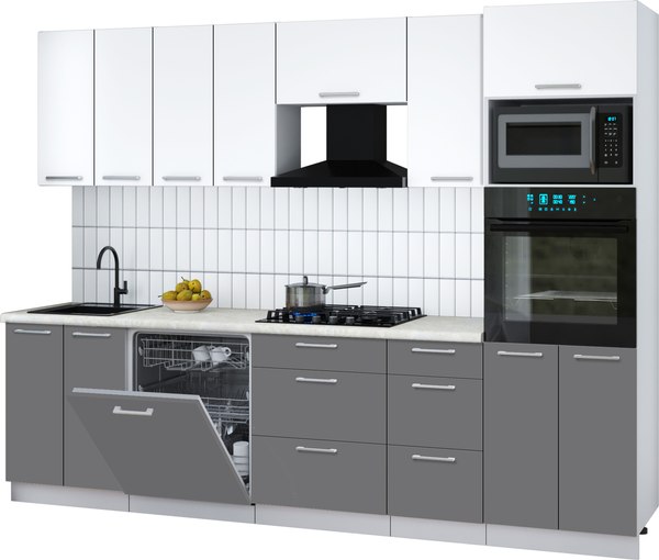 Кухонный гарнитур Интерлиния Мила Gloss 2.8-ПМ1 - фото