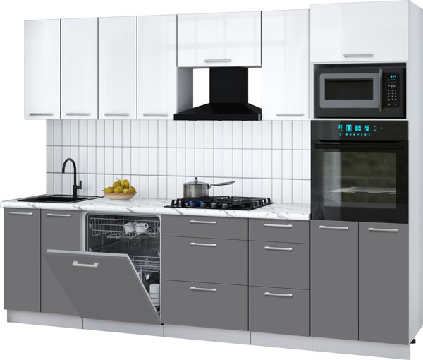 Кухонный гарнитур Интерлиния Мила Gloss 2.8-ПМ1 - фото