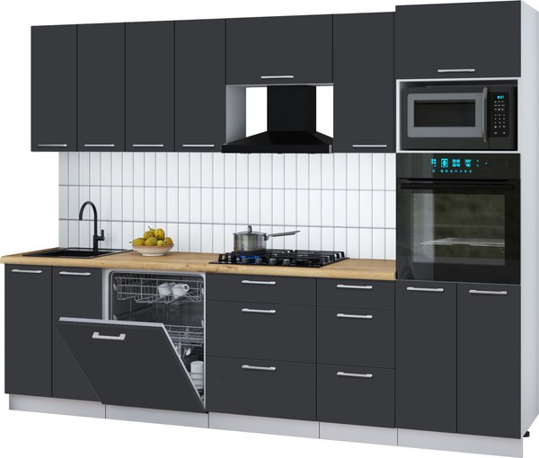 Кухонный гарнитур Интерлиния Мила Gloss 2.8-ПМ1 - фото