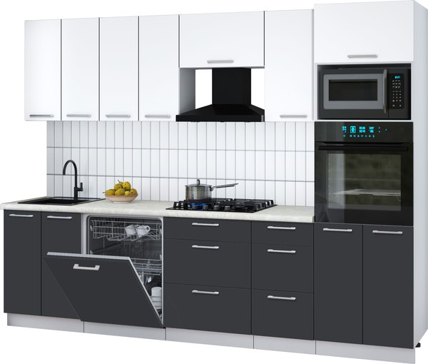 Кухонный гарнитур Интерлиния Мила Gloss 2.8-ПМ1 - фото