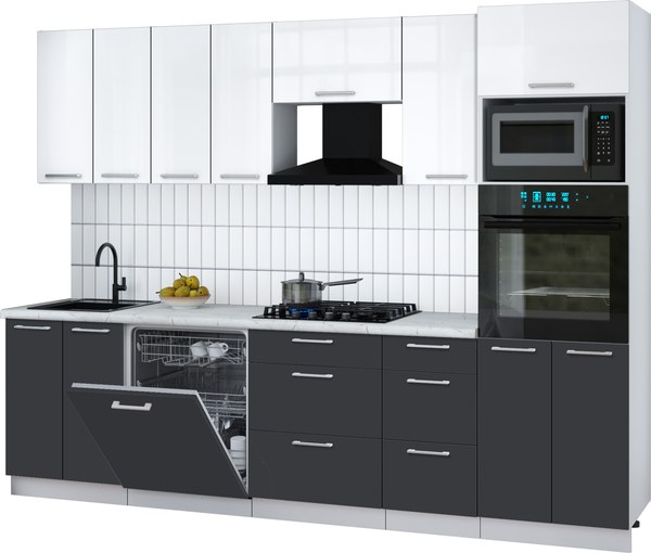 Кухонный гарнитур Интерлиния Мила Gloss 2.8-ПМ1 - фото