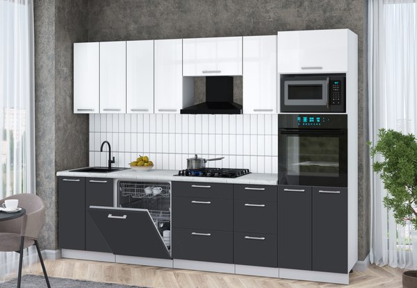 Кухонный гарнитур Интерлиния Мила Gloss 2.8-ПМ1