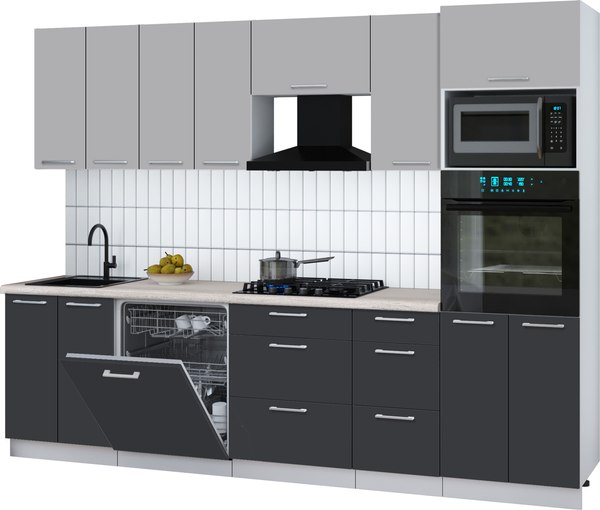 Кухонный гарнитур Интерлиния Мила Gloss 2.8-ПМ1 - фото