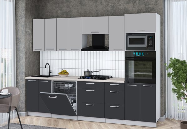 Кухонный гарнитур Интерлиния Мила Gloss 2.8-ПМ1