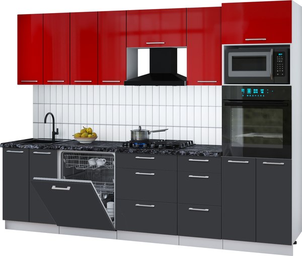 Кухонный гарнитур Интерлиния Мила Gloss 2.8-ПМ1 - фото