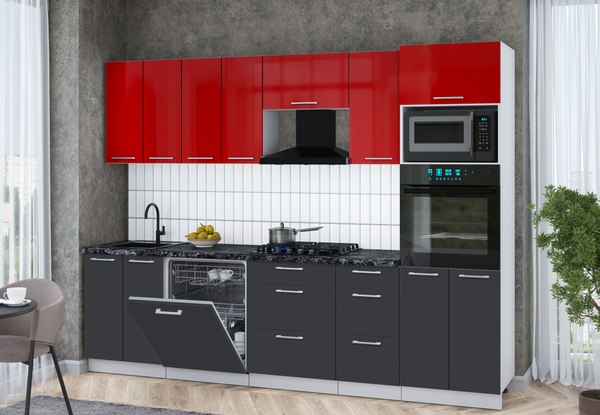 Кухонный гарнитур Интерлиния Мила Gloss 2.8-ПМ1