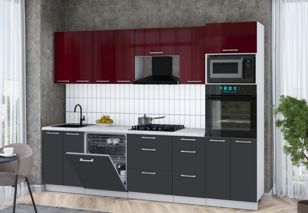 Кухонный гарнитур Интерлиния Мила Gloss 2.8-ПМ1