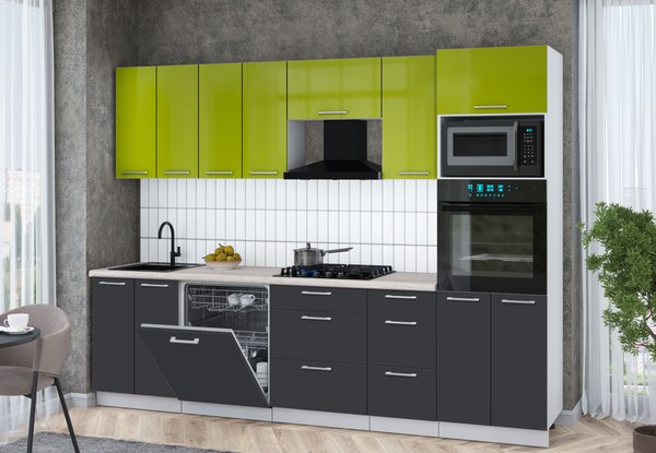 Кухонный гарнитур Интерлиния Мила Gloss 2.8-ПМ1