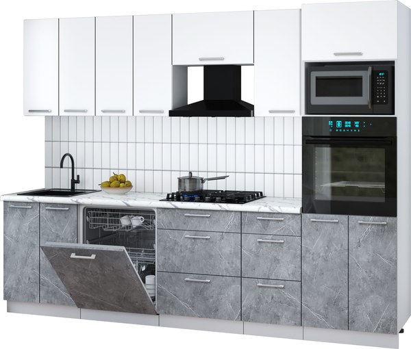 Кухонный гарнитур Интерлиния Мила Gloss 2.8-ПМ1 - фото