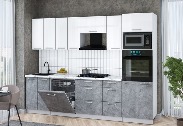 Кухонный гарнитур Интерлиния Мила Gloss 2.8-ПМ1