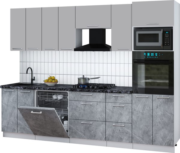 Кухонный гарнитур Интерлиния Мила Gloss 2.8-ПМ1 - фото