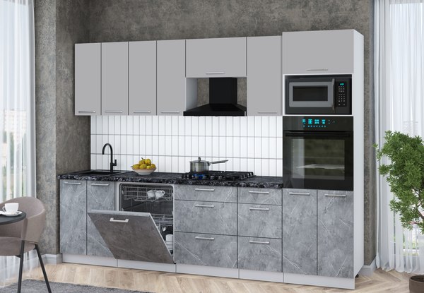 Кухонный гарнитур Интерлиния Мила Gloss 2.8-ПМ1