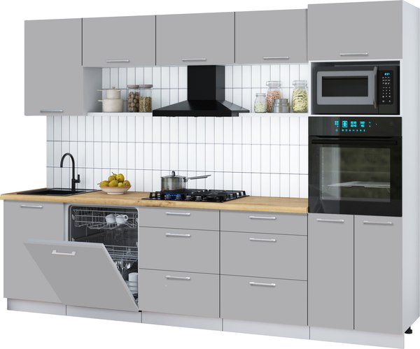 Кухонный гарнитур Интерлиния Мила Gloss 2.9-ПМ1 - фото