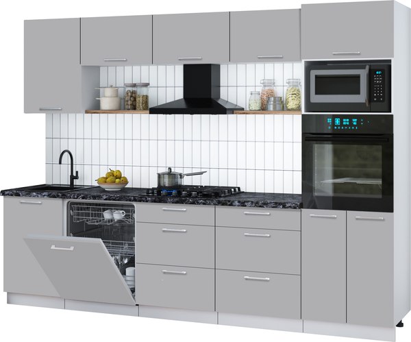 Кухонный гарнитур Интерлиния Мила Gloss 2.9-ПМ1 - фото