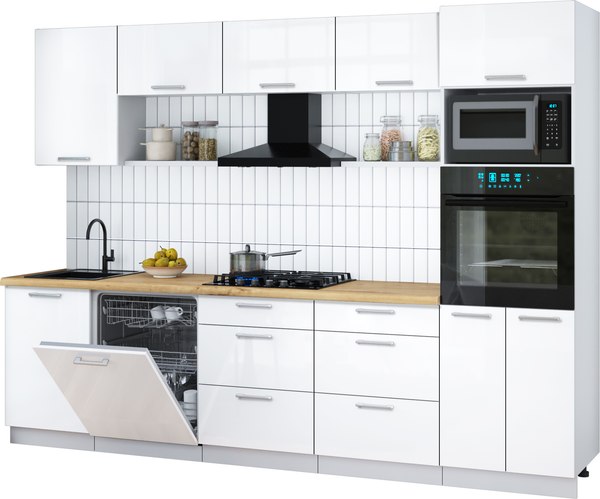 Кухонный гарнитур Интерлиния Мила Gloss 2.9-ПМ1 - фото