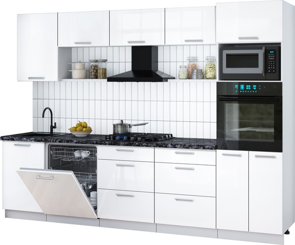 Кухонный гарнитур Интерлиния Мила Gloss 2.9-ПМ1 - фото