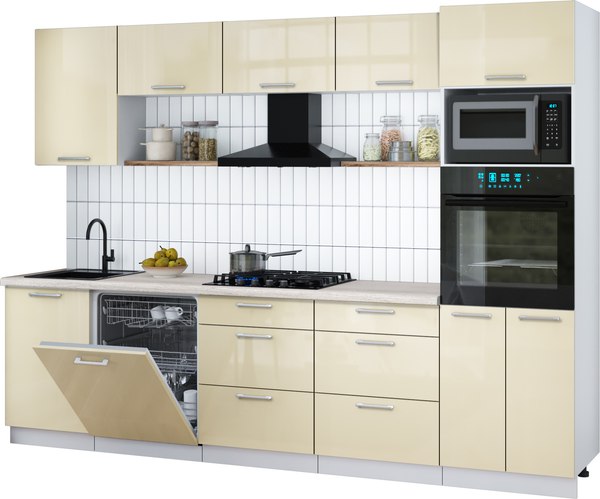 Кухонный гарнитур Интерлиния Мила Gloss 2.9-ПМ1 - фото