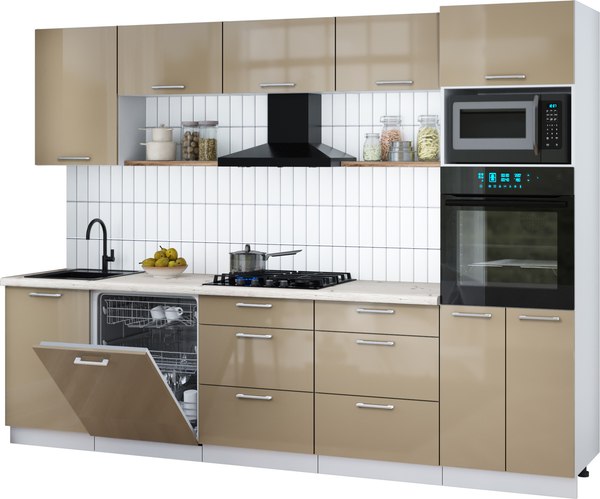 Кухонный гарнитур Интерлиния Мила Gloss 2.9-ПМ1 - фото