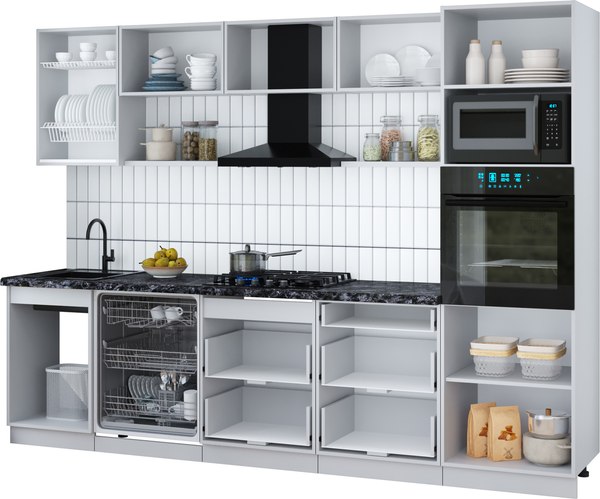 Кухонный гарнитур Интерлиния Мила Gloss 2.9-ПМ1