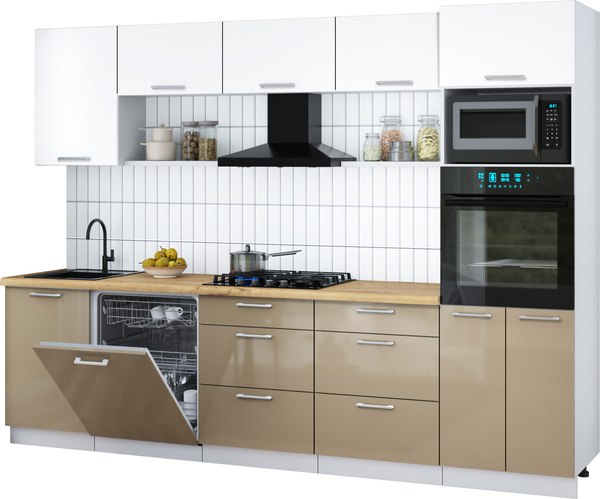 Кухонный гарнитур Интерлиния Мила Gloss 2.9-ПМ1 - фото
