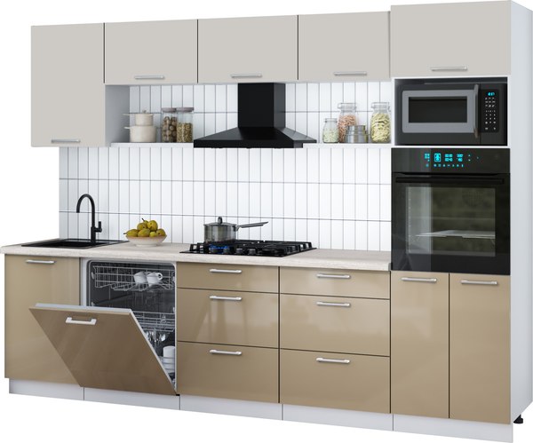 Кухонный гарнитур Интерлиния Мила Gloss 2.9-ПМ1 - фото