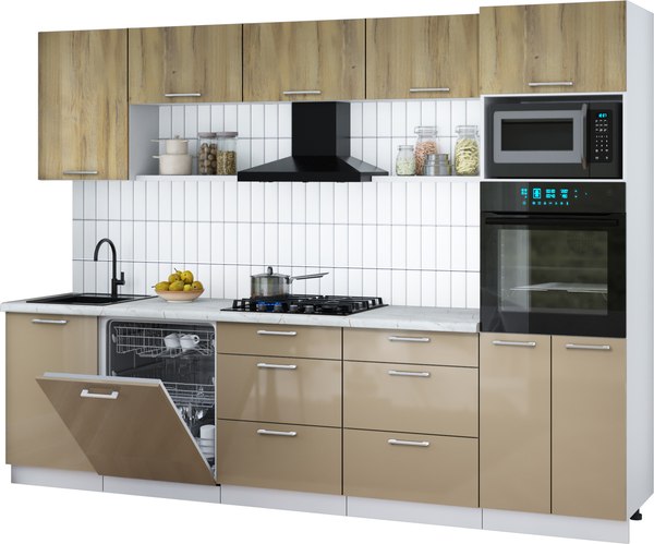 Кухонный гарнитур Интерлиния Мила Gloss 2.9-ПМ1 - фото