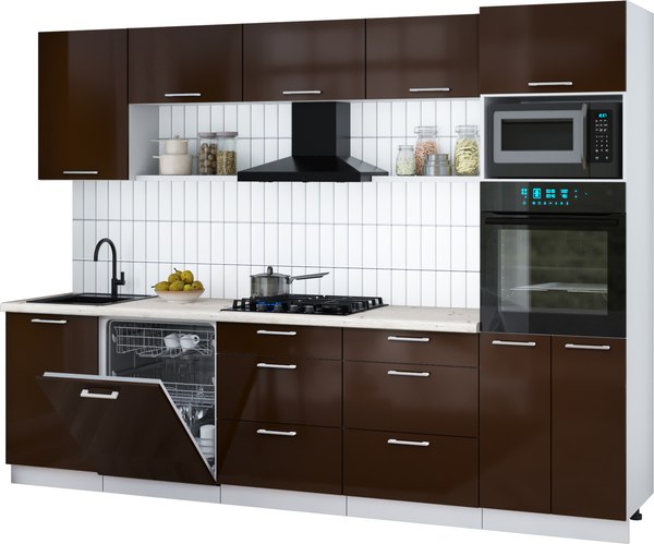 Кухонный гарнитур Интерлиния Мила Gloss 2.9-ПМ1 - фото