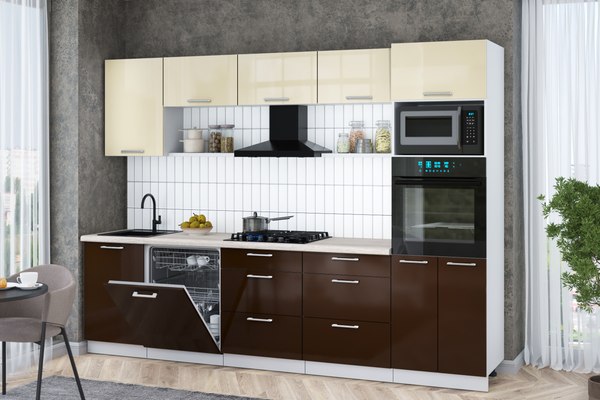 Кухонный гарнитур Интерлиния Мила Gloss 2.9-ПМ1