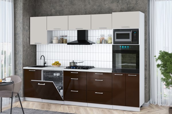 Кухонный гарнитур Интерлиния Мила Gloss 2.9-ПМ1