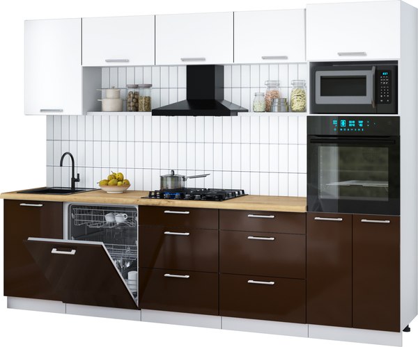 Кухонный гарнитур Интерлиния Мила Gloss 2.9-ПМ1 - фото