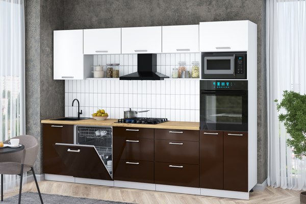 Кухонный гарнитур Интерлиния Мила Gloss 2.9-ПМ1