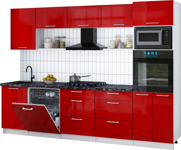 Кухонный гарнитур Интерлиния Мила Gloss 2.9-ПМ1 - фото